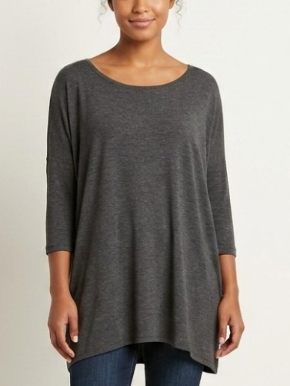Fantastic Fawn Charcoal Gray Scoop Neck Relaxed Tunic Size Medium